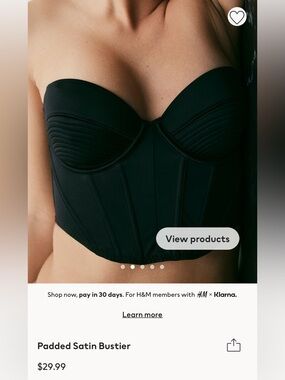 H&M Black Strapless Corset Bra